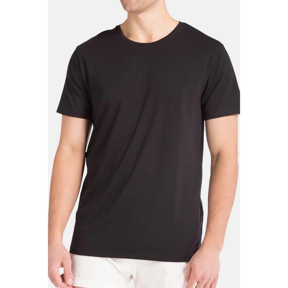 Fishers Finery Men's Classic Fit Soft Stretch Crew Neck Undershirt Black 3 pack